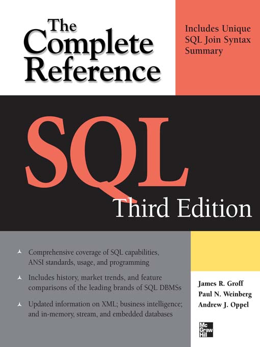 Title details for SQL The Complete Reference by James R. Groff - Available